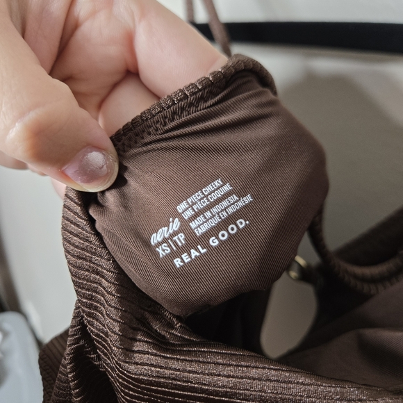 Aerie Brown One Piece Swim Cheeky XS - Picture 6 of 8